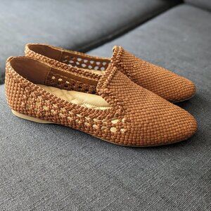 NIB Starling Birdies in Woven Cognac Vegan Leather